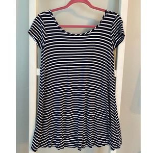 Navy and white stripe swing dress